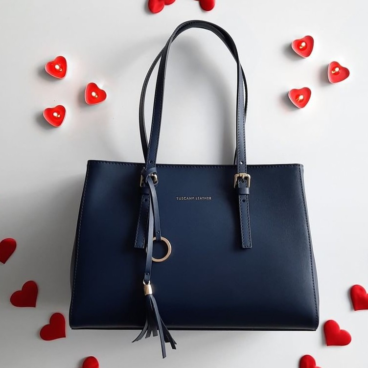イタリア製スムースボックスレザータッセルつきトートバッグTL BAG、イメージ