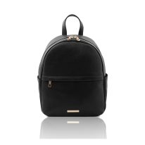 イタリア製シボ型押しレザーリュック TL BAG、ブラック