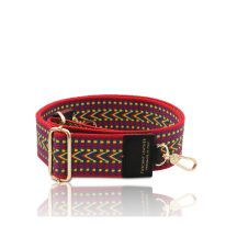 イタリア製 ショルダーストラップ（金具ゴールドカラー）、レッド