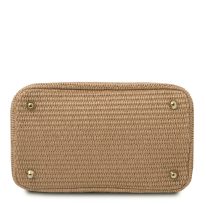 イタリア製ストロー風＆シボ型押しレザー2WAY巾着かごバッグ TL BAG、ベージュ、詳細2