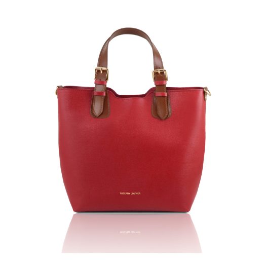 イタリア製サフィアーノレザー2WAYショルダーバッグ TL BAG、ルージュ