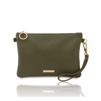イタリア製シボ型押しレザーの2WAYクラッチ＆サコッシュバッグ TL BAG、フォレストグリーン