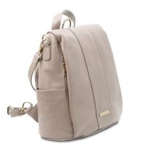 イタリア製防犯リュック&ショルダーバッグ/シボ型押しレザー TL BAG、ライトトープ