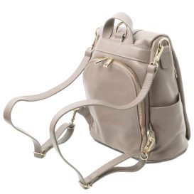 イタリア製防犯リュック&ショルダーバッグ/シボ型押しレザー TL BAG、ライトトープ