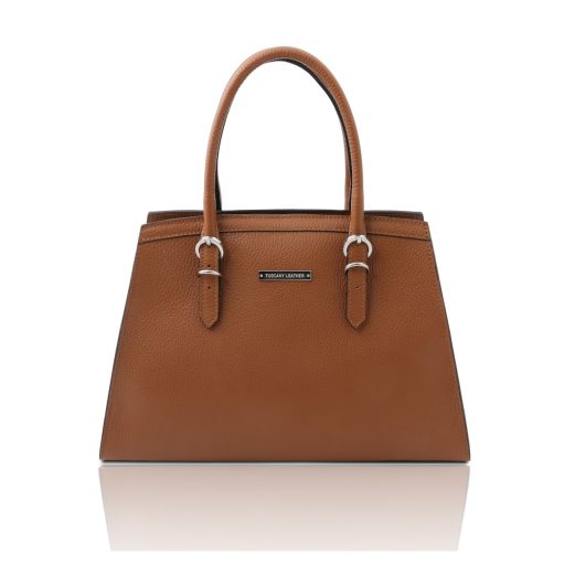 現行品】トッズ トートバッグ オールレザー シボ革 ロゴ型押し 茶色 