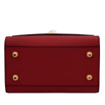 イタリア製スムースボックスレザー2WAYミニハンドバッグTL BAG、レッド、詳細2