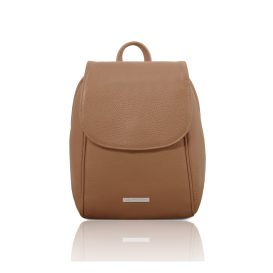 イタリア製シボ型押しレザーのやわらかいリュックTL BAG、トープ