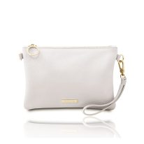 イタリア製シボ型押しレザーの2WAYクラッチ＆サコッシュバッグ TL BAG、ホワイト