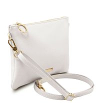 イタリア製シボ型押しレザーの2WAYクラッチ＆サコッシュバッグ TL BAG、ホワイト、詳細1