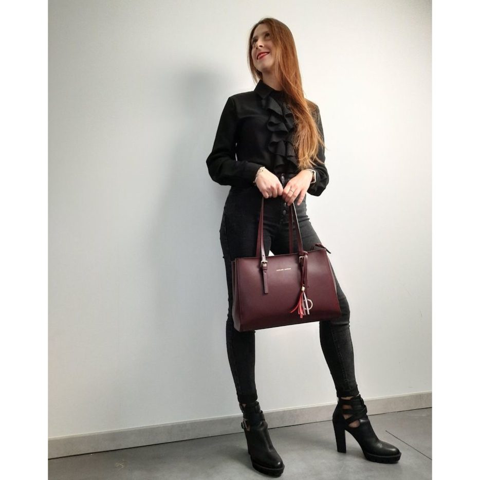 スムースボックスレザータッセルつきトートバッグTL BAG、イメージ