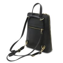 イタリア製ボ型押しレザー2WAYリュック＆ショルダーバッグ TL BAG、ブラック、詳細2