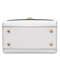 イタリア製スムースボックスレザー2WAYミニハンドバッグ TL BAG、ホワイト、詳細2