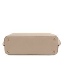 イタリア製シボ型押しレザートートバッグTL BAG、ライトトープ、詳細2