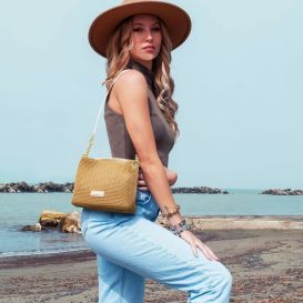 イタリア製ストロー風＆シボ型押しレザー2WAY巾着かごバッグ TL BAG、イメージ