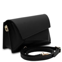 イタリア製スムースレザーショルダーバッグ TL BAG、ブラック、詳細1