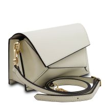 イタリア製スムースレザーショルダーバッグ TL BAG、ベージュ、詳細1