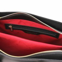 イタリア製スムースレザータッセルつきトートバッグTL BAG、ブラック、詳細2