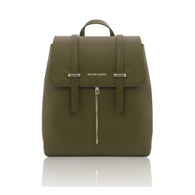 イタリア製パルメラートレザーのリュック TL BAG、フォレストグリーン