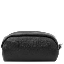 イタリア製シボ型押しレザーのポーチ TL BAG、ブラック、詳細2