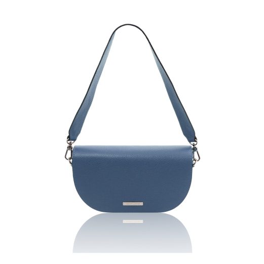 イタリア製2本長短ストラップつきショルダーバッグ TL BAG、ブルー