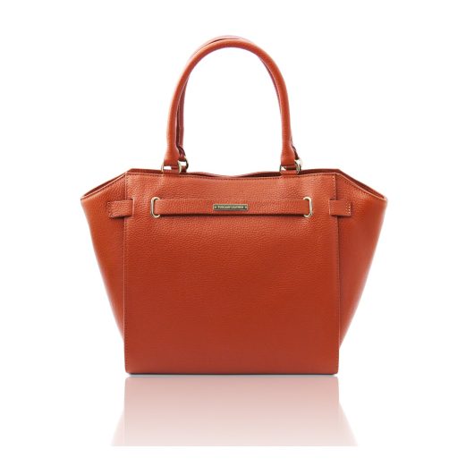 シボ型押しレザーのエレガントな2WAYハンドバッグ CLARA 