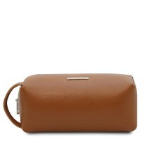 イタリア製 シボ型押しレザーのポーチ TL BAG-Lサイズ、コニャック、詳細3