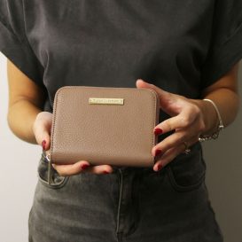 イタリア製シボ型押しレザーのラウンドタイプのミニ財布 KORE