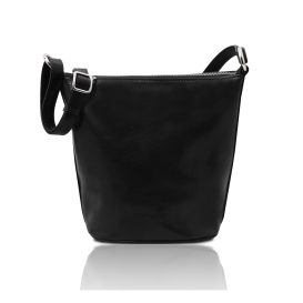 イタリア製ベジタブルタンニンレザーのショルダーバッグ GIUSI、ブラック