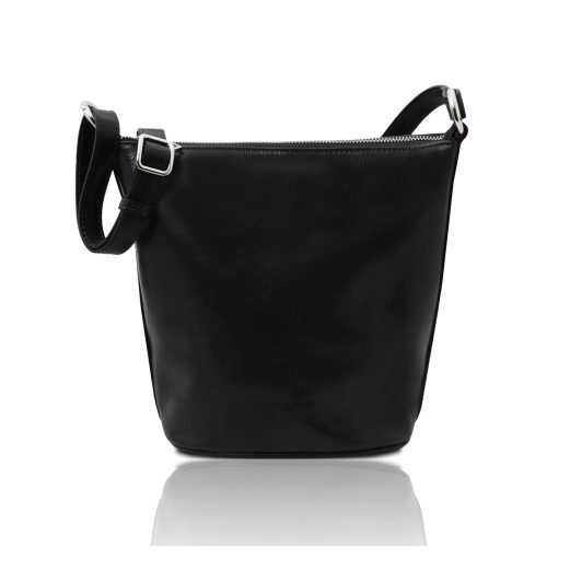 イタリア製ベジタブルタンニンレザーのショルダーバッグ GIUSI、ブラック