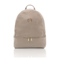 イタリア製シボ型押しレザーのフロントポケットリュック TL BAG、ライトトープ