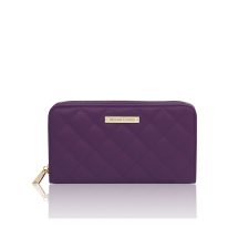 イタリア製キルティングレザーのレディース長財布 PENELOPE、パープル