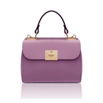 イタリア製スムースボックスレザー2WAYダブルフェイスのハンドバッグ ARMONIA、ライラック