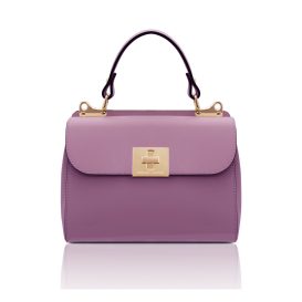 イタリア製スムースボックスレザー2WAYダブルフェイスのハンドバッグ ARMONIA、ライラック