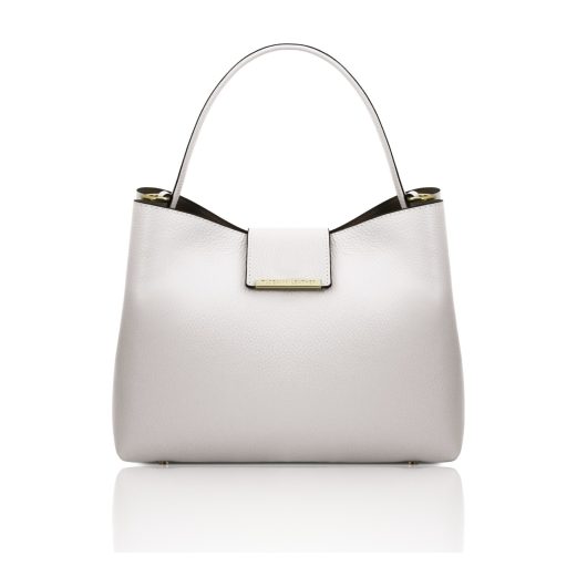 イタリア製シボ型押しレザーの2WAYショルダーバッグ CLIO、ホワイト