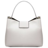 イタリア製シボ型押しレザーの2WAYショルダーバッグ CLIO、ホワイト、詳細1