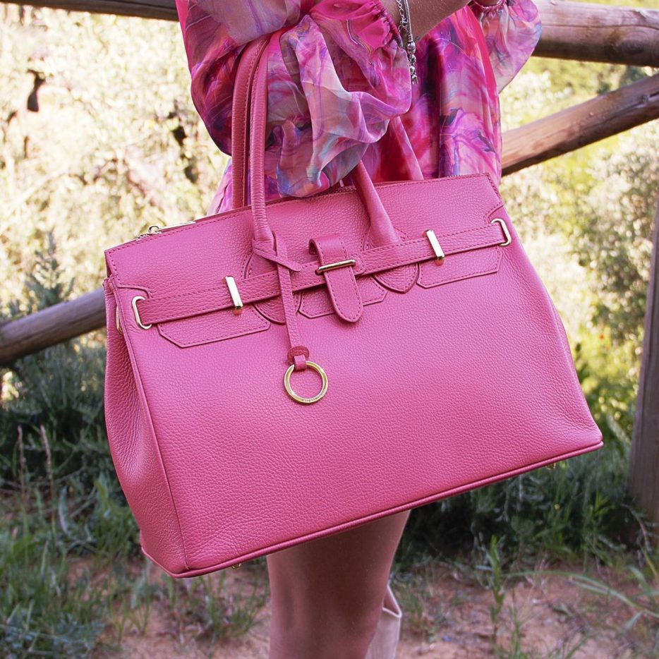 イタリア製シボ型押しレザーのエレガントなハンドバッグTL BAG、イメージ