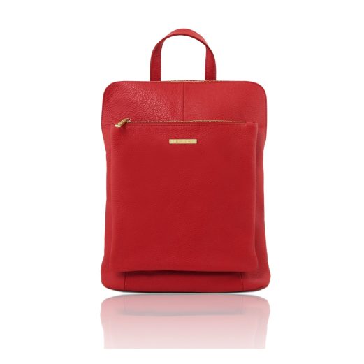 イタリア製シボ型押しレザー2WAYリュック・ショルダーバッグ TL BAG、ルージュ