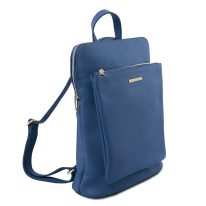 イタリア製シボ型押しレザー2WAYリュック・ショルダーバッグ TL BAG、デニム