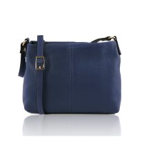 イタリア製シボ型押しレザーのショルダーバッグ TL BAG、ダークブルー