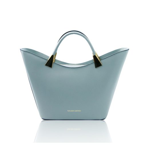 イタリア製スムースレザー2WAYハンドバッグ TL BAG、ライトブルー