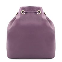 イタリア製シボ型押しソフトレザー2WAY巾着バッグ TL BAG、ライラック