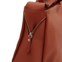 CHARLOTTE イタリア製 レザーショルダーバッグ、テラコッタ、詳細2