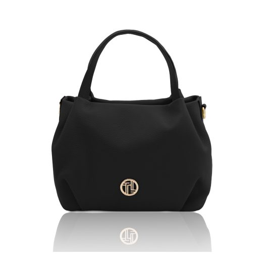 NORA イタリア製 2WAYレザーハンドバッグ、ブラック