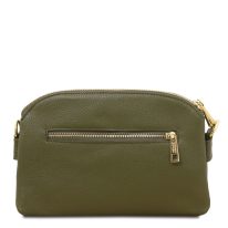 LILY イタリア製 2WAYレザーポシェット、フォレストグリーン