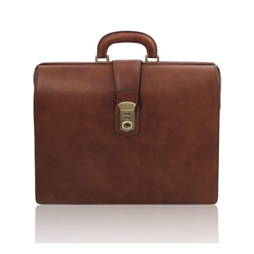 イタリア製ツヤ無しベジタブルタンニンレザーのダレスバッグ/ドクターバッグ CANOVA、ブラウン