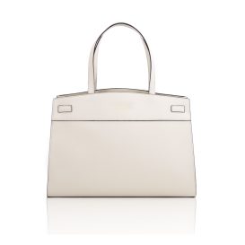 イタリア製サフィアーノレザー2WAYトートバッグMUSA、ベージュ