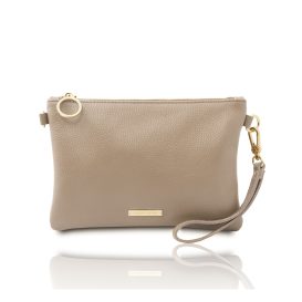 イタリア製シボ型押しレザーの2WAYクラッチ&サコッシュバッグ TL BAG、ライトトープ