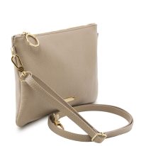 イタリア製シボ型押しレザーの2WAYクラッチ＆サコッシュバッグ TL BAG、ライトトープ