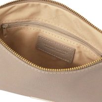 イタリア製シボ型押しレザーの2WAYクラッチ＆サコッシュバッグ TL BAG、ライトトープ