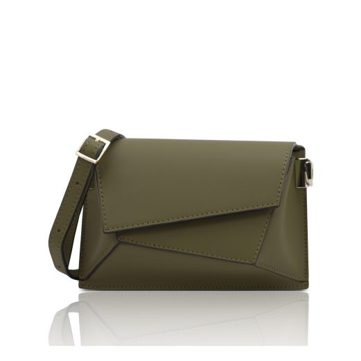 イタリア製スムースレザーショルダーバッグ TL BAG、フォレストグリーン